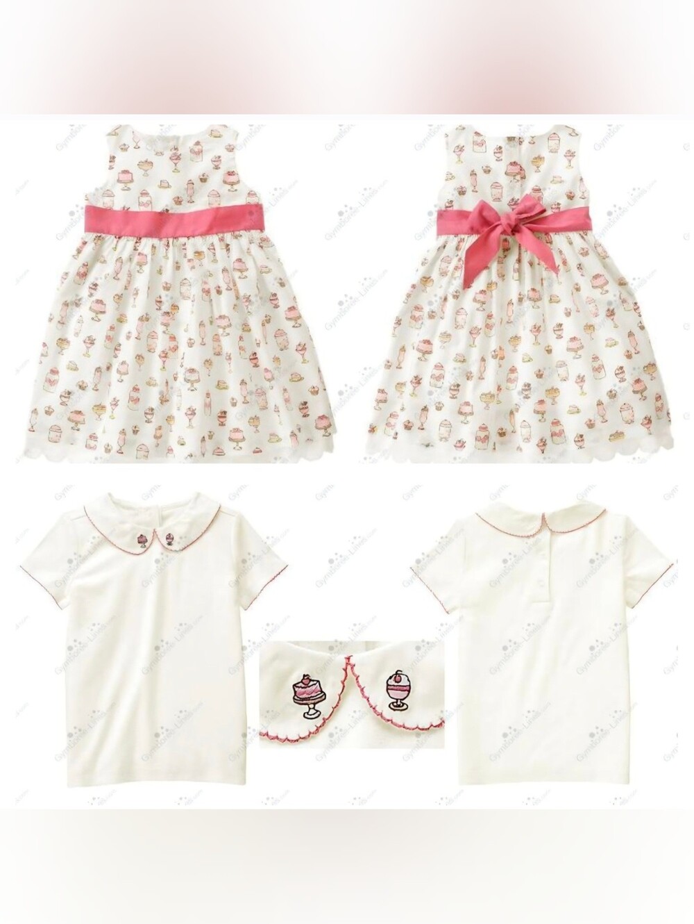 Janie & Jack vintage "Soda Fountain" dress & round collar top set